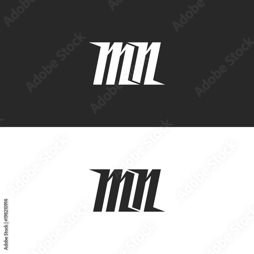 Letters mn logo, two letters monogram m and n initials modern emblem for business or wedding card