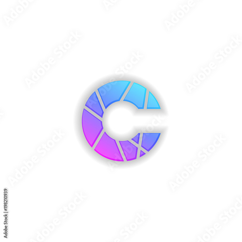 C letter gradient logo mockup, fragmented symbol, mosaic design