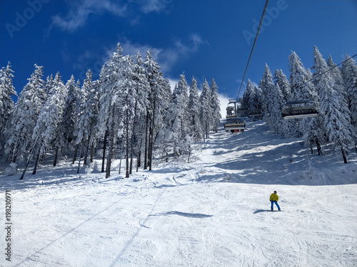 Winter scenery in Poiana Brasov ski resort, Romania 2018 photo