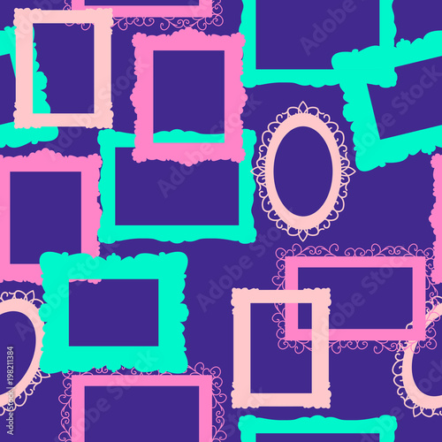 Seamless pattern picture frame. Flat design. Vector illustration