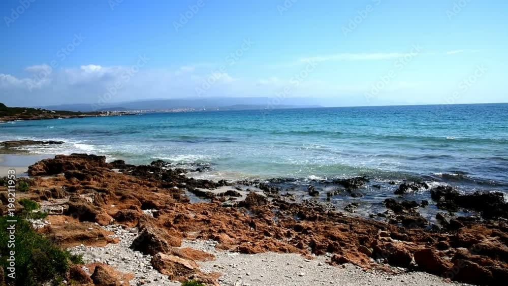 Panoramic view of Le Bombarde beach, Alghero. Sardinia, Italy Panoramic view of Le Bombarde beach, Alghero. Sardinia, Italy