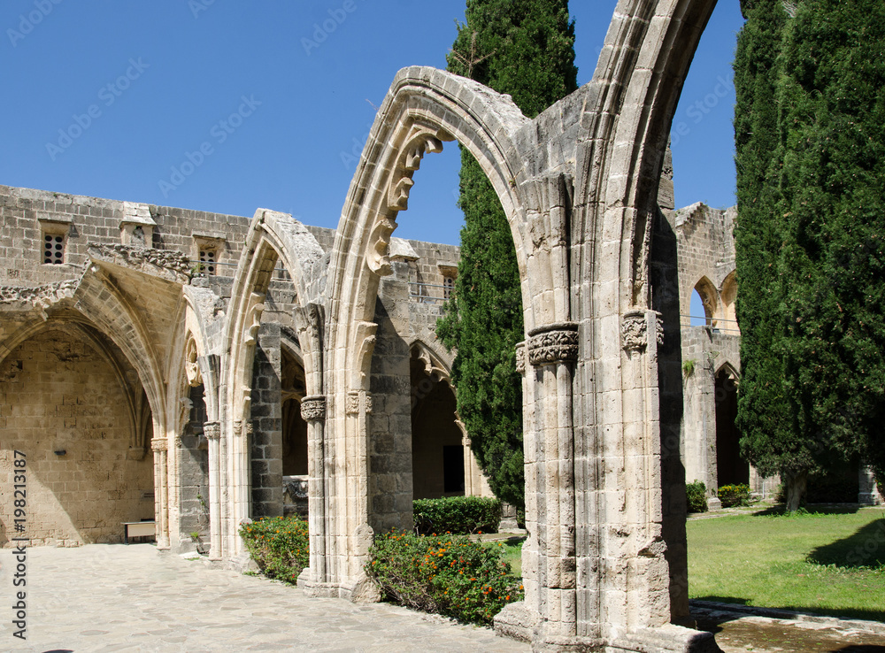Arch and columns at Bellapais Abbey. Kyrenia. Cyprus
