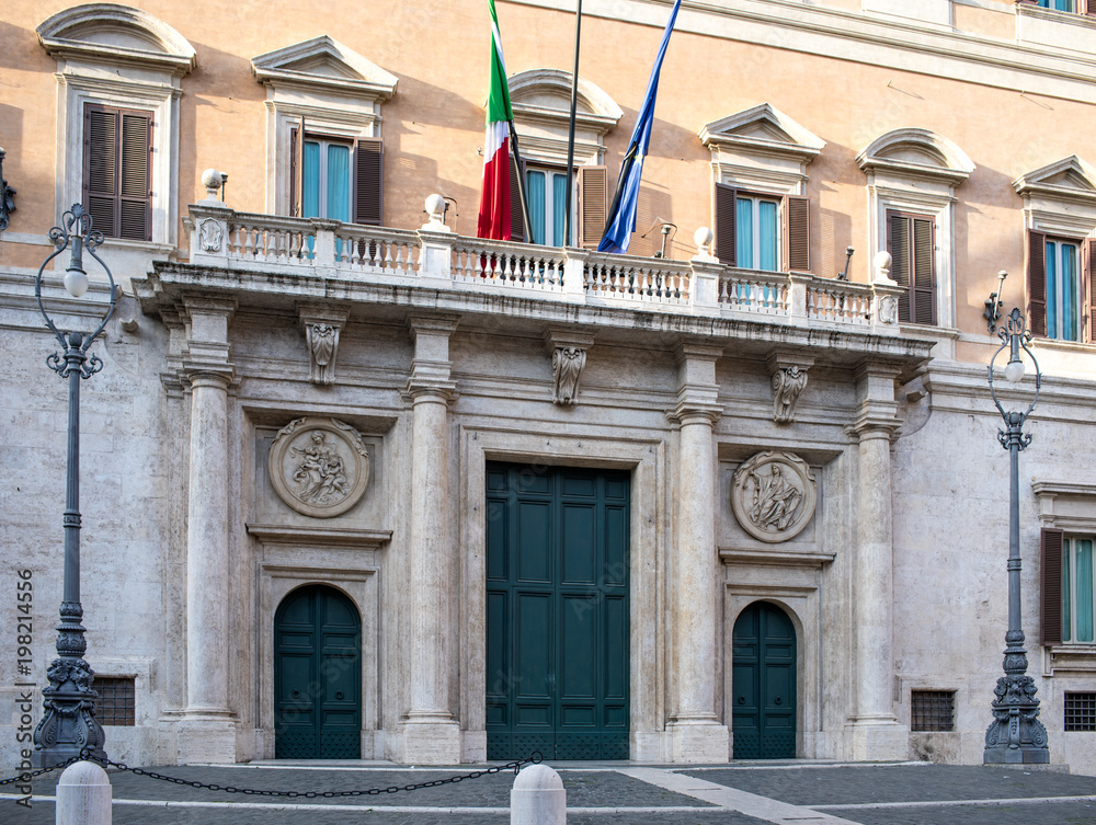 Fototapeta premium Entrance of Montecitorio Palace In Rome