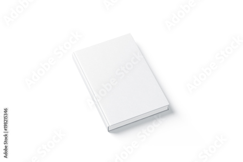 Foto Blank white hard cover book mock up, top view from the side