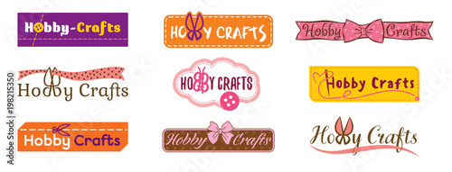 Set of vintage tailor labels, emblems and design elements. Logo for a handmade shop.Hobby crafts.