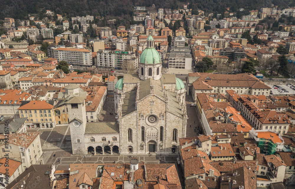 Cathedral of Como, Northern Italy. Aerial view