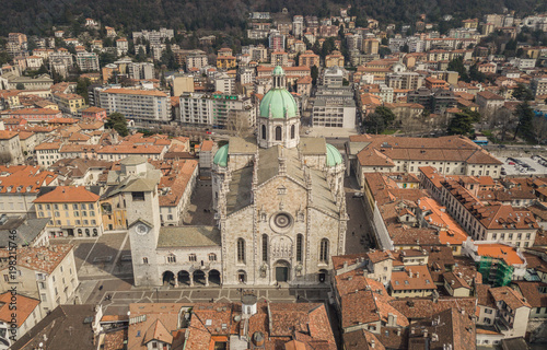 Cathedral of Como, Northern Italy. Aerial view