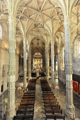 Innenansicht, Santa Maria Kirche, Mosteiro dos Jéronimos, Hieronymus-Kloster, Unesco Weltkulturerbe, Belem Viertel, Lissabon, Lisboa, Portugal, Europa