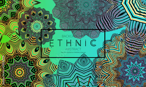 Ethnic banners template with floral Mandala ornament.