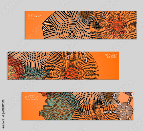 Ethnic banners template with floral Mandala ornament.