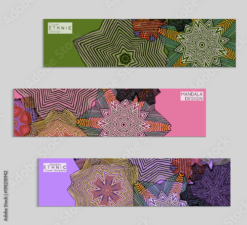 Ethnic banners template with floral Mandala ornament.