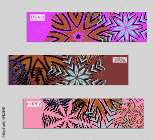 Ethnic banners template with floral Mandala ornament.