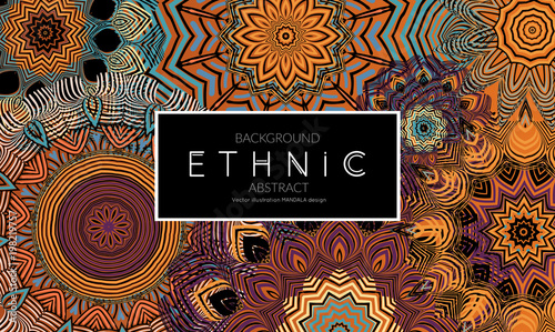 Ethnic banners template with floral Mandala ornament.