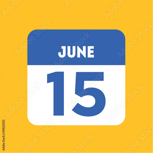 June 15 calendar icon yellow flat. World Wind Day, National Salvation in Azerbaijan, the State Flag of the Republic of Armenia, Kyrgyz Fire Service Officer