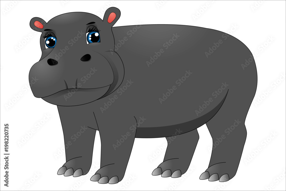 Fototapeta premium Cute cartoon hippo