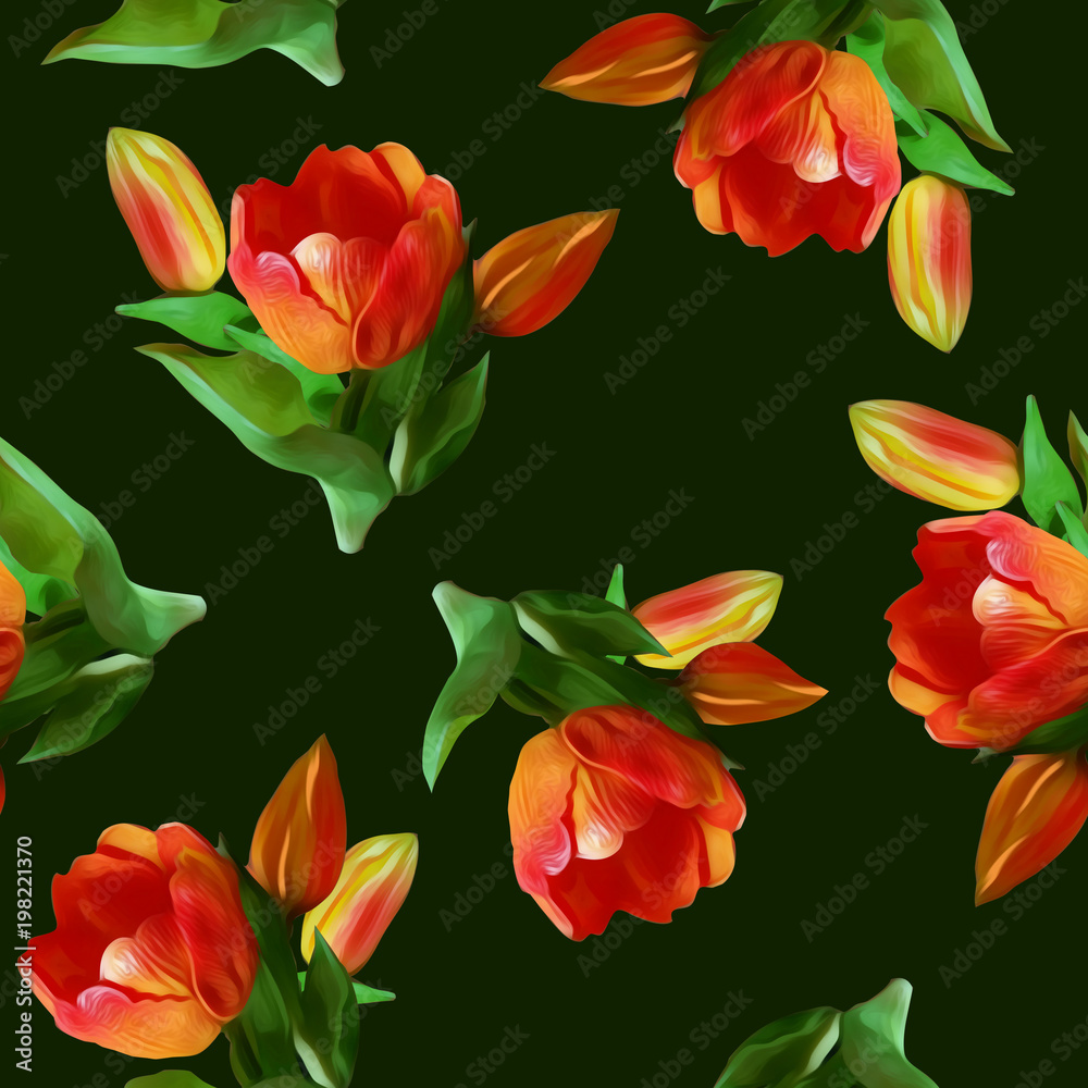 Tulips Seamless Pattern
