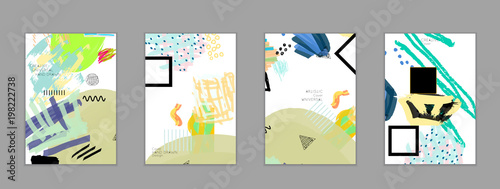 Abstract collage made with scribbles  markercanyon strokesblack geometric shapes