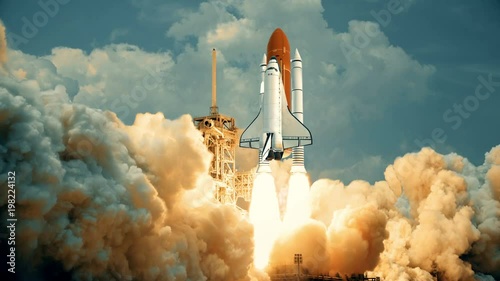 Space Shuttle launching in slow motion. Elements of this video furnished by NASA.