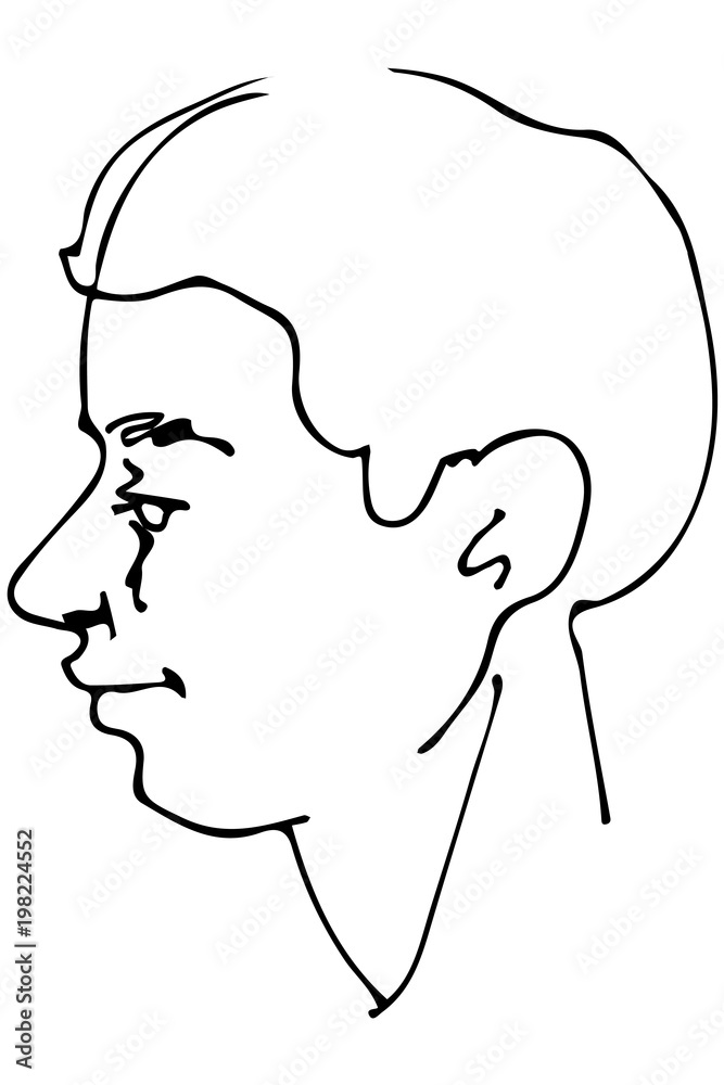 vector sketch of a beautiful man profile vector sketch of a beautiful man profile