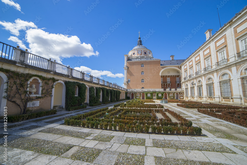 Facade, Royal Palace of Aranjuez. Community of Madrid, Spain. It is a residence of the King of Spain open to the public