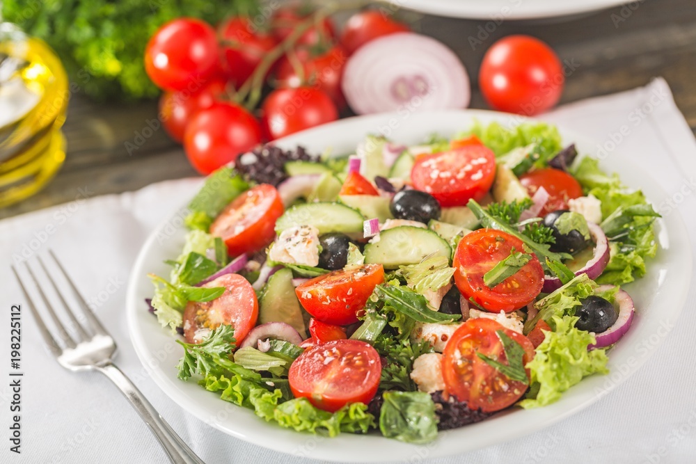 Fresh spring salad with vegetable