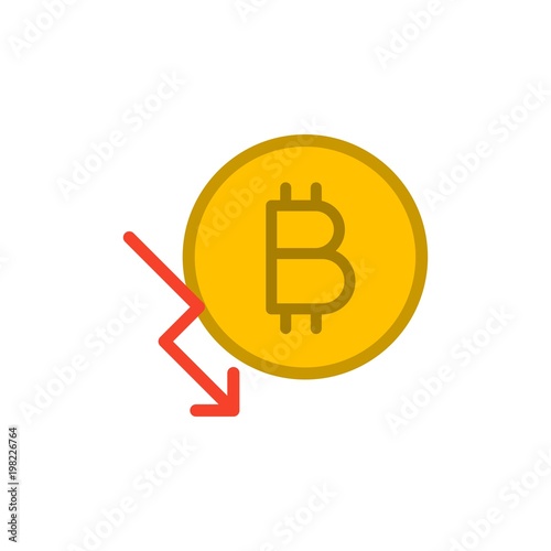 bitcoin chart decrease flat vector icon. Modern simple isolated sign. Pixel perfect vector illustration for logo, website, mobile app and other designs