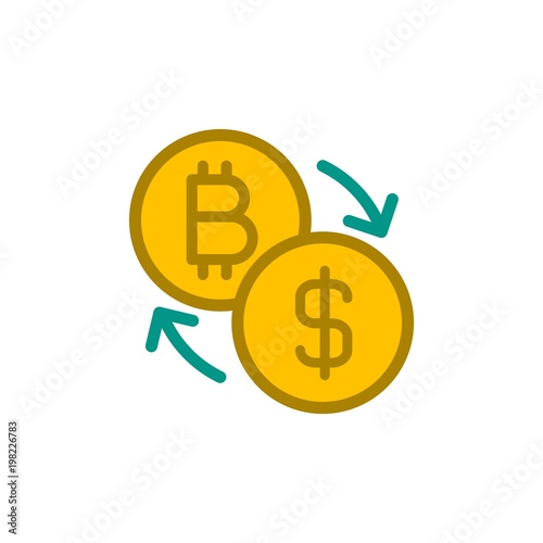 bitcoin usd exchange flat vector icon. Modern simple isolated sign. Pixel perfect vector  illustration for logo, website, mobile app and other designs