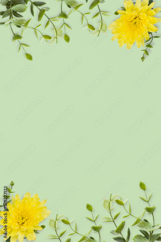 Wedding Invitation Yellow Green Background