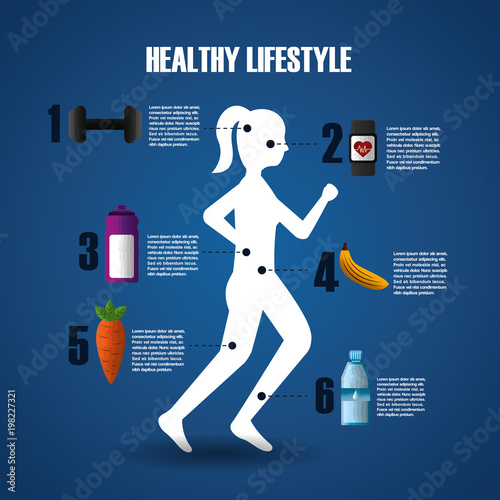 healthy lifestyle sport gym infographic runner woman options report vector illustration