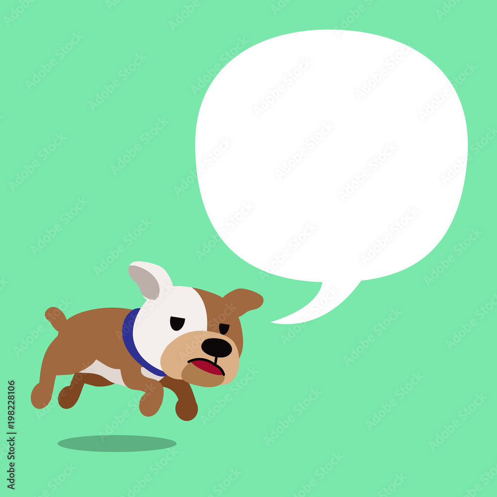 Fototapeta premium Cartoon character bulldog and white speech bubble