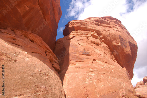 Red rock sandstone formation and sky in Bears Ears Wilderness of Southern Utah