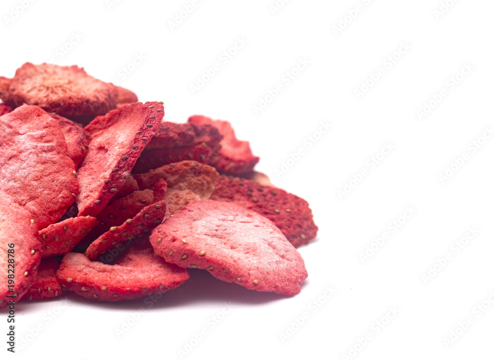 Obraz premium Freeze Dried Strawberries on a White Background