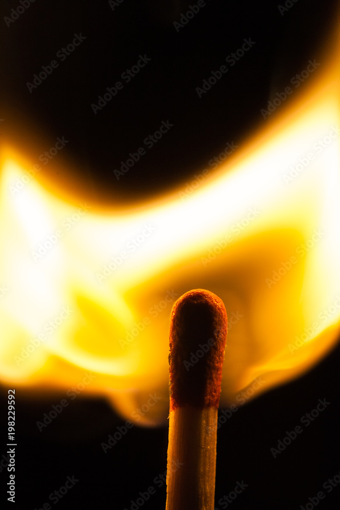 Match stick starting to fire Match stick starting to fire