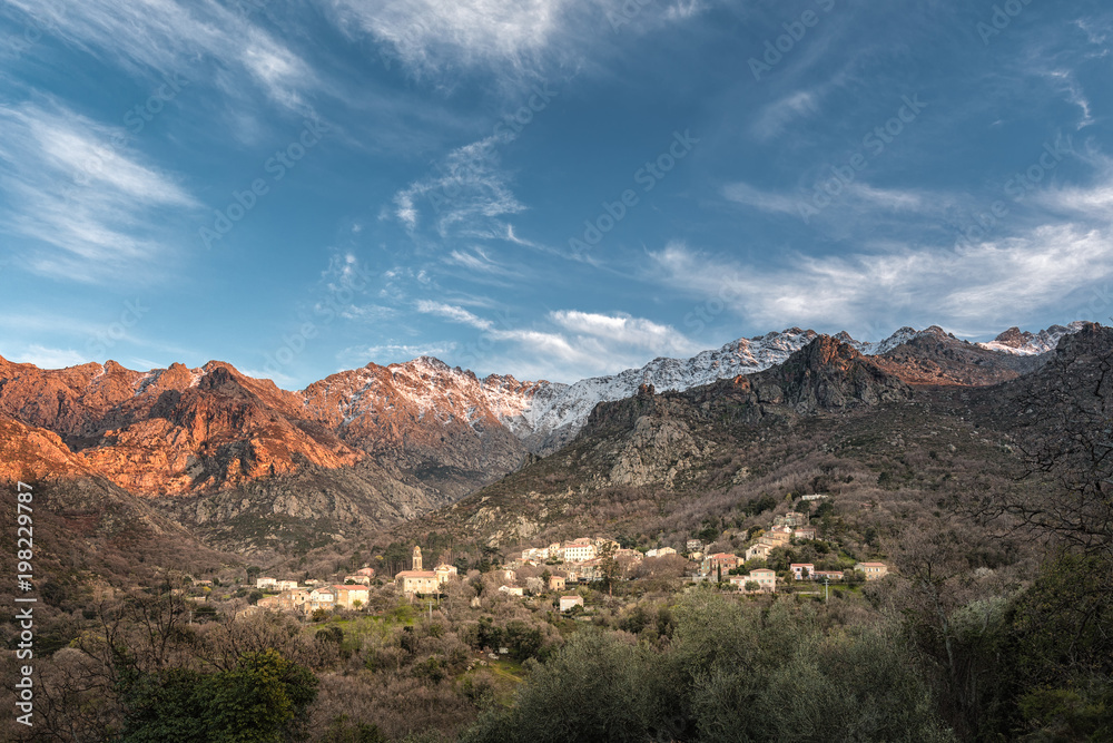 Evening sun on the village of Feliceto in Corsica