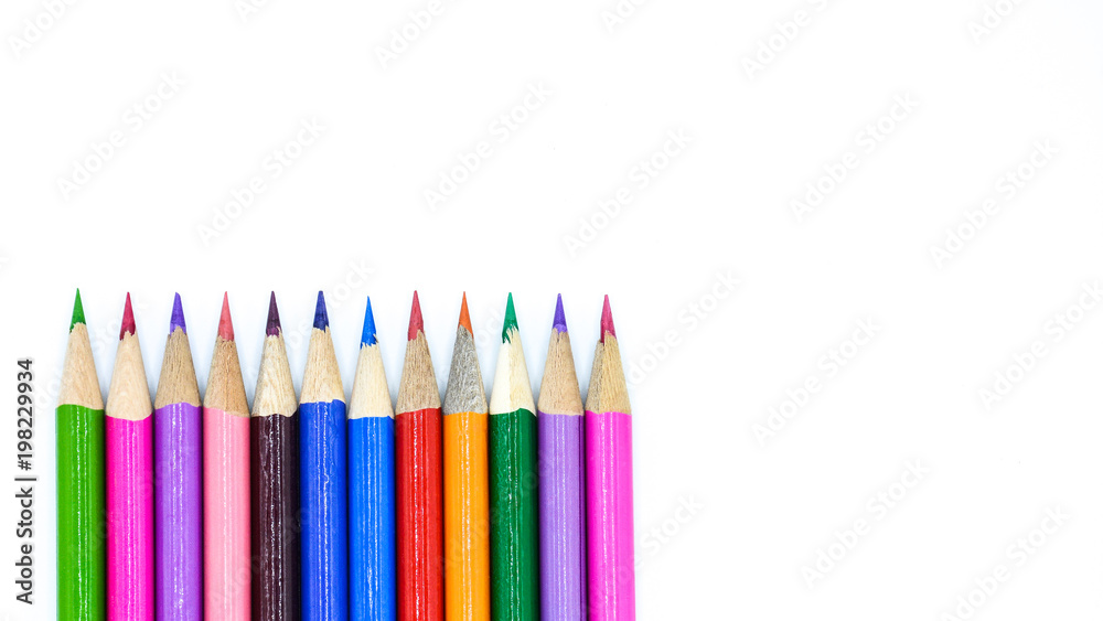 colorful pencils pattern isolated on white background colorful pencils pattern isolated on white background