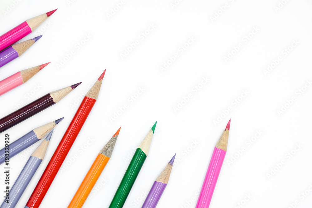 colorful pencils pattern isolated on white background colorful pencils pattern isolated on white background