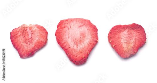 Freeze Dried Strawberries on a White Background