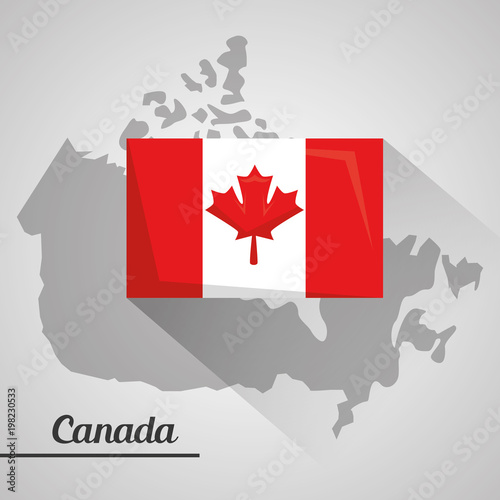 canada flag national country map emblem vector illustration