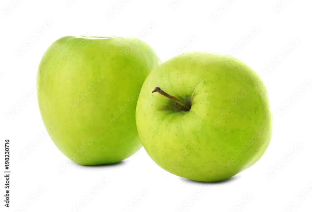 Fresh green apples on white background Fresh green apples on white background