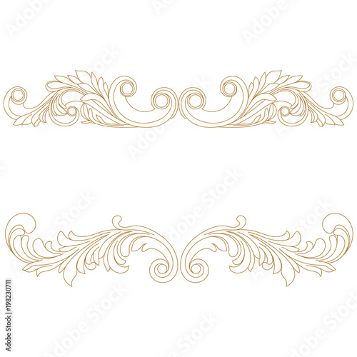 Golden vintage baroque ornament, corner. Retro pattern antique style acanthus. Decorative design element filigree calligraphy vector. - stock vector