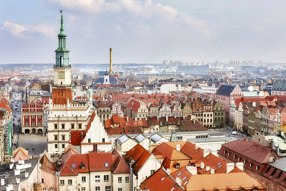 Fototapeta Aerial view of the Poznan Old Town, Poland.