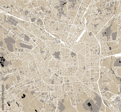 vector map of the city of Milan, capital of Lombardy, Italy