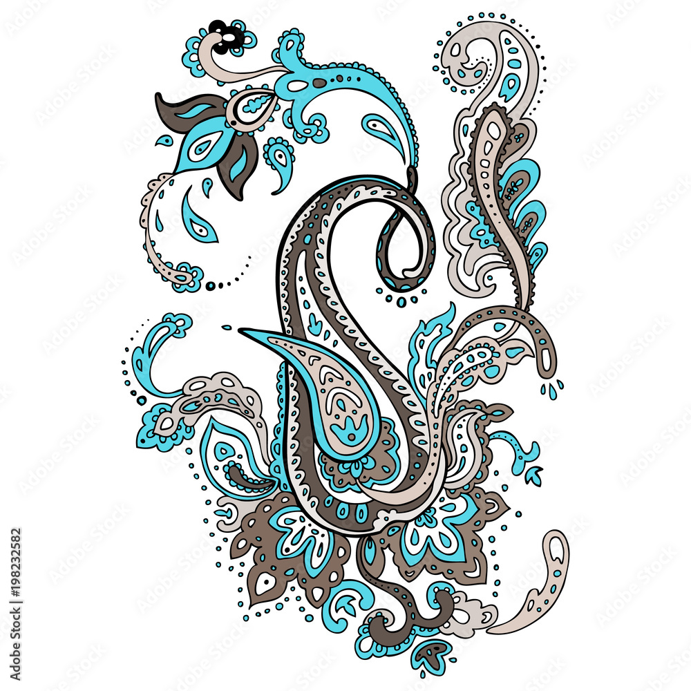 Paisley background. Hand Drawn ornament. Vector illustration
