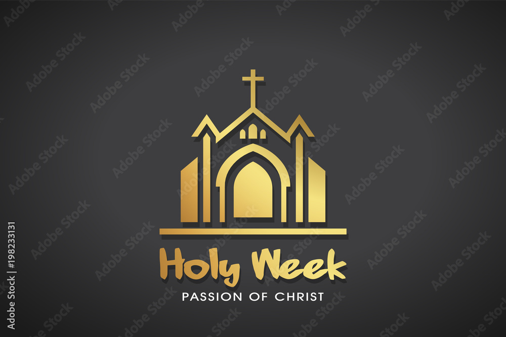 Holy Week gold Logo Template. Vector Graphic