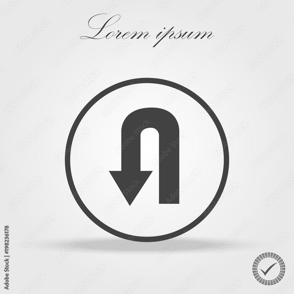 U-Turn Roadsign - road sign with turn symbol isolated, Vector illustration U-Turn Roadsign - road sign with turn symbol isolated, Vector illustration