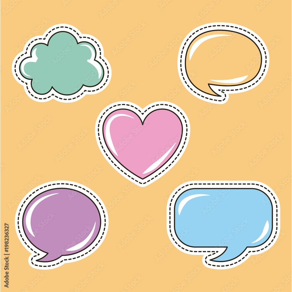 patches decoration speech bubbles heart love vector illustration patches decoration speech bubbles heart love vector illustration