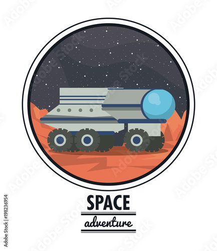 Vehicle exploring mars round symbol vector illustration graphic design