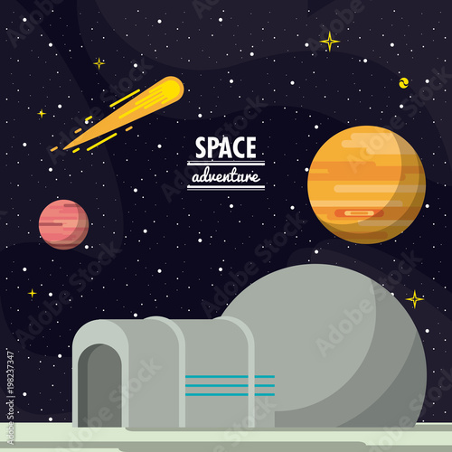 Mars igloo adventure vector illustration graphic design