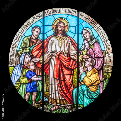 Obraz na płótnie Jesus blessing children w salonie
