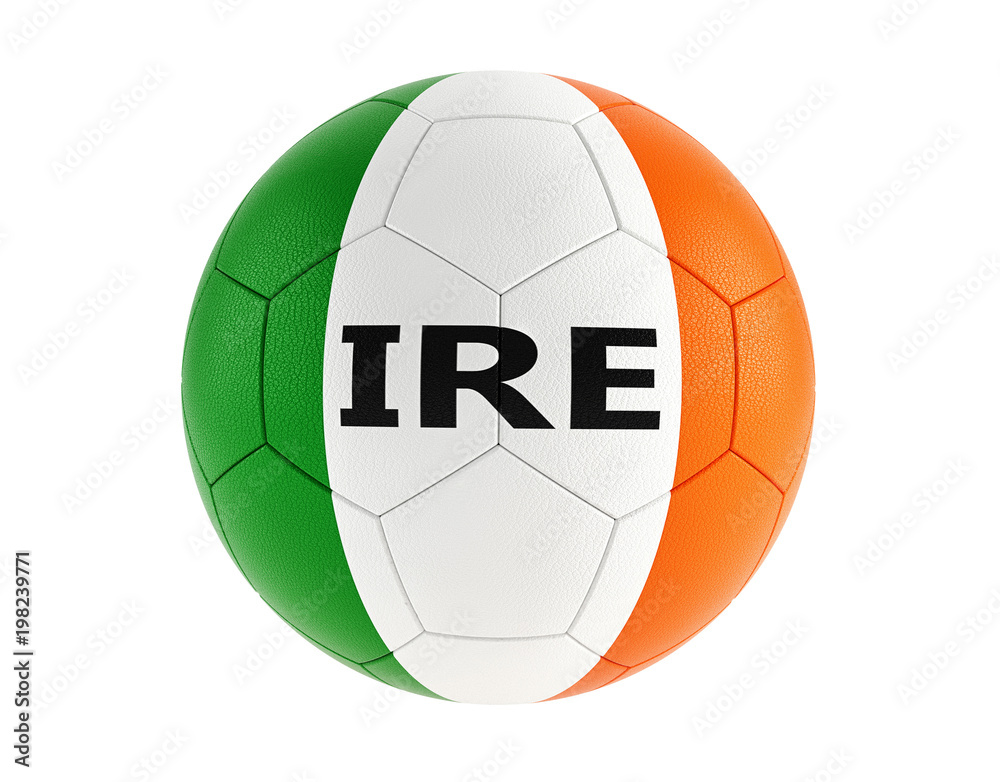 Soccer ball in irelands national colors - 3D Rendering 